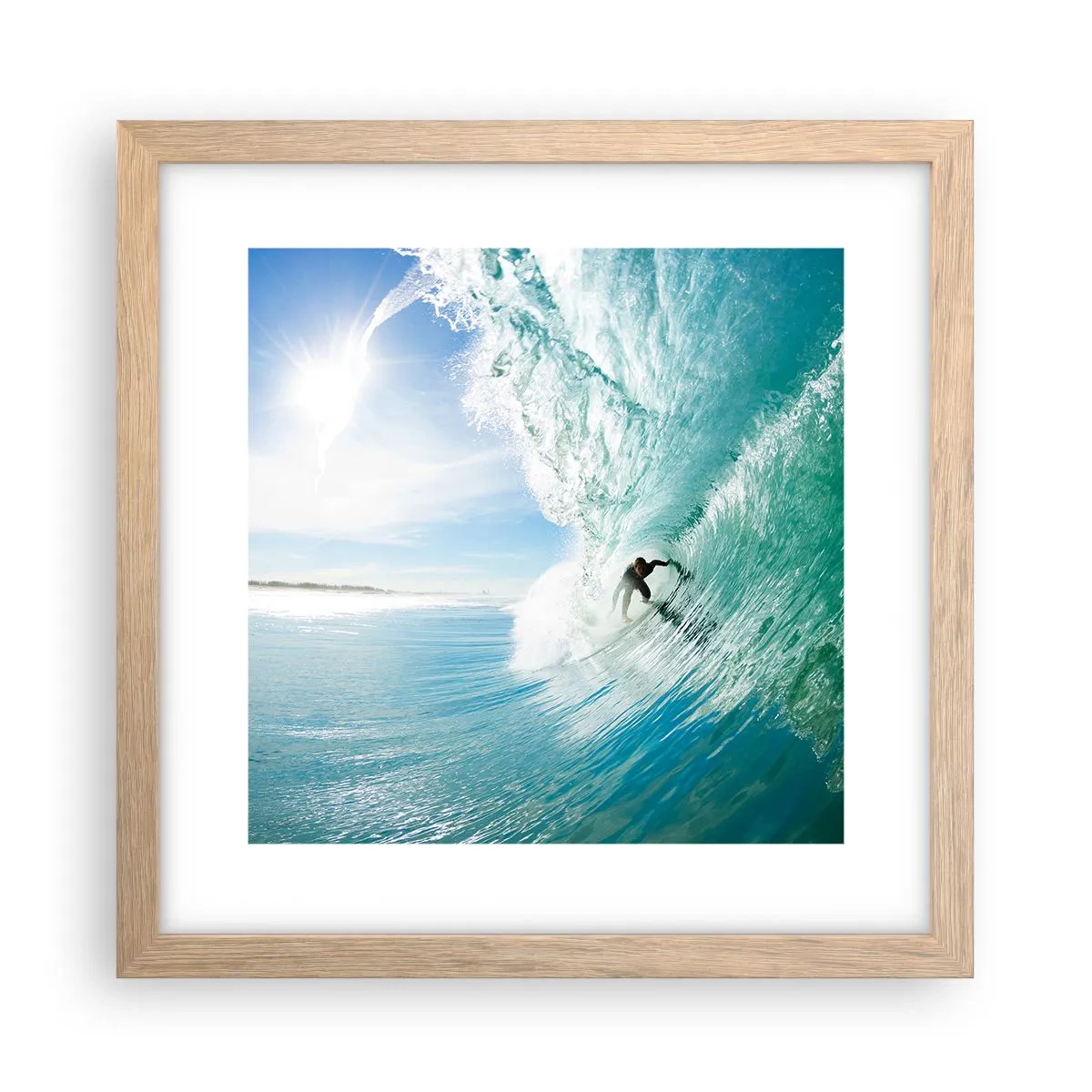 Poster in light oak frame - Riding the Wave - 30x30 cm