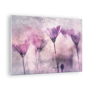 Glass picture - Delicate flowers in pastel shades of purple - 70x50cm - Dream of Flowers - Modern wall decoration for the living room and bedroom ARTTOR