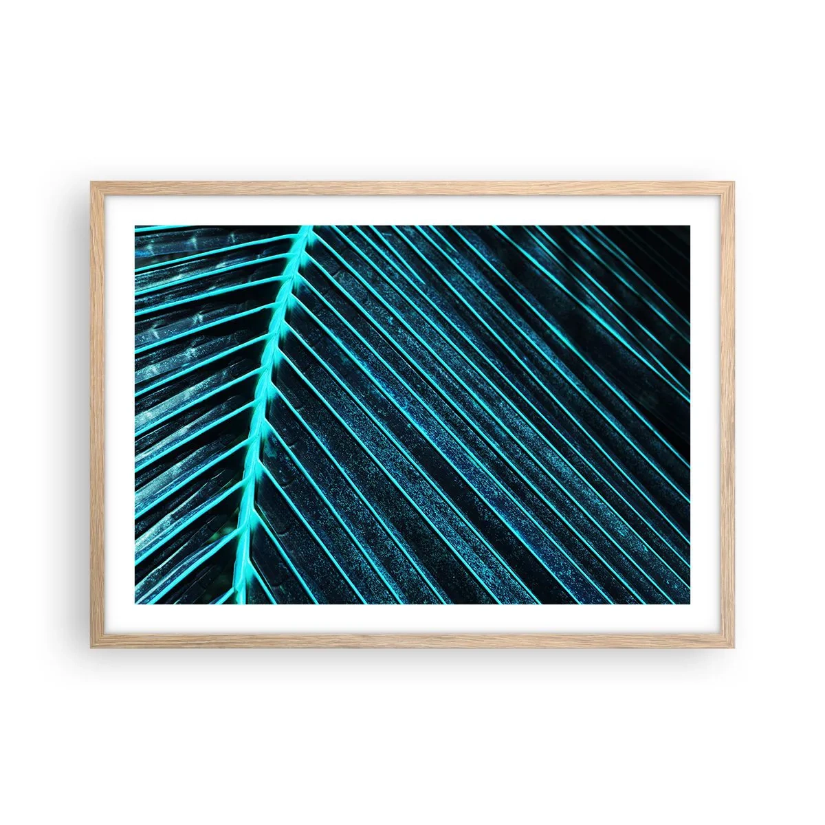 Poster in light oak frame - Texture of Green - 70x50 cm
