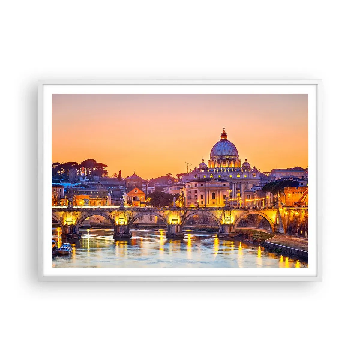 Poster in white frmae - Twilight over Eternal City - 100x70 cm