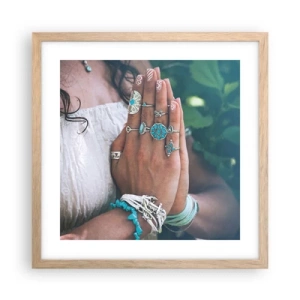 Poster in light oak frame - Welcome to the Centre of Wellbeing - 40x40 cm