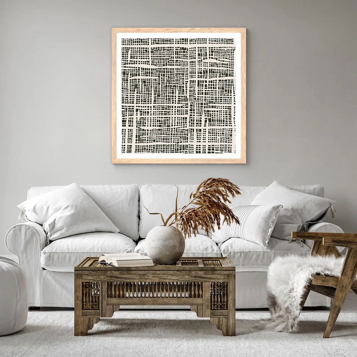 Poster in light oak frame - Woven Composition - 50x50 cm