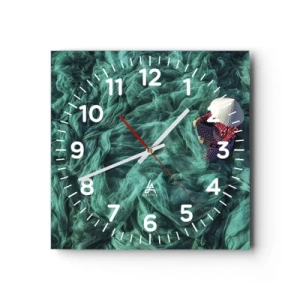 Wall clock - Clock on glass - In the Sea of Nets - 30x30 cm