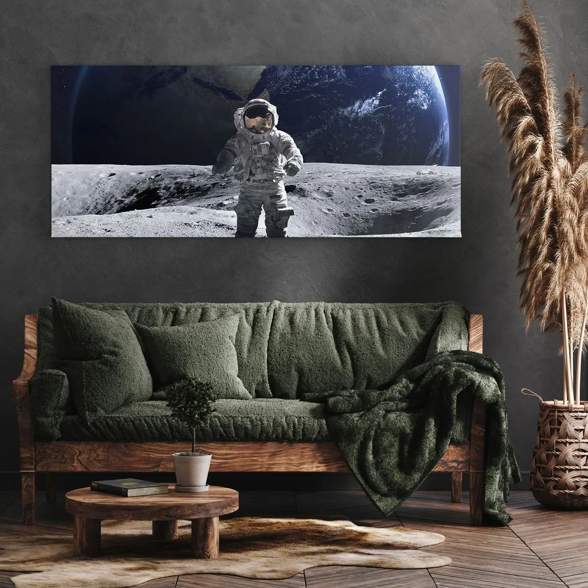Canvas picture - Greetings from the Moon - 90x30 cm