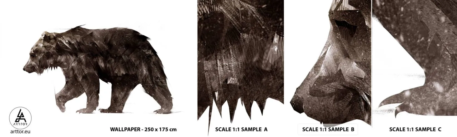 Photo Wallpaper Sample Self-Adhesive Deluxe Sticker - I Always Wear Real Fur! - Animals, Bear, Abstraction - 100x30 cm