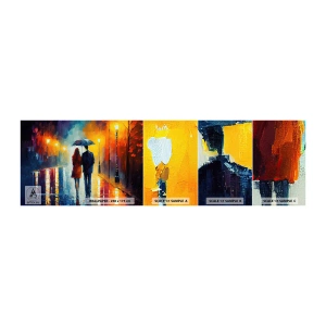Photo Wallpaper Sample Self-Adhesive Deluxe Sticker - Together - Colourful Night - Couple, Romantic, Walk - 100x30 cm