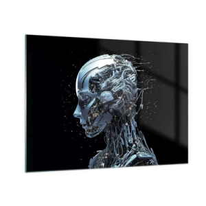 Glass picture - Profile of a female robot with wires and mechanisms - 70x50cm - Technology Is a Woman - Modern wall decoration for the living room and bedroom ARTTOR