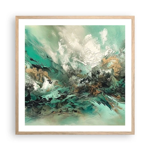 Poster in light oak frame - Emerald and Black Lump - 60x60 cm