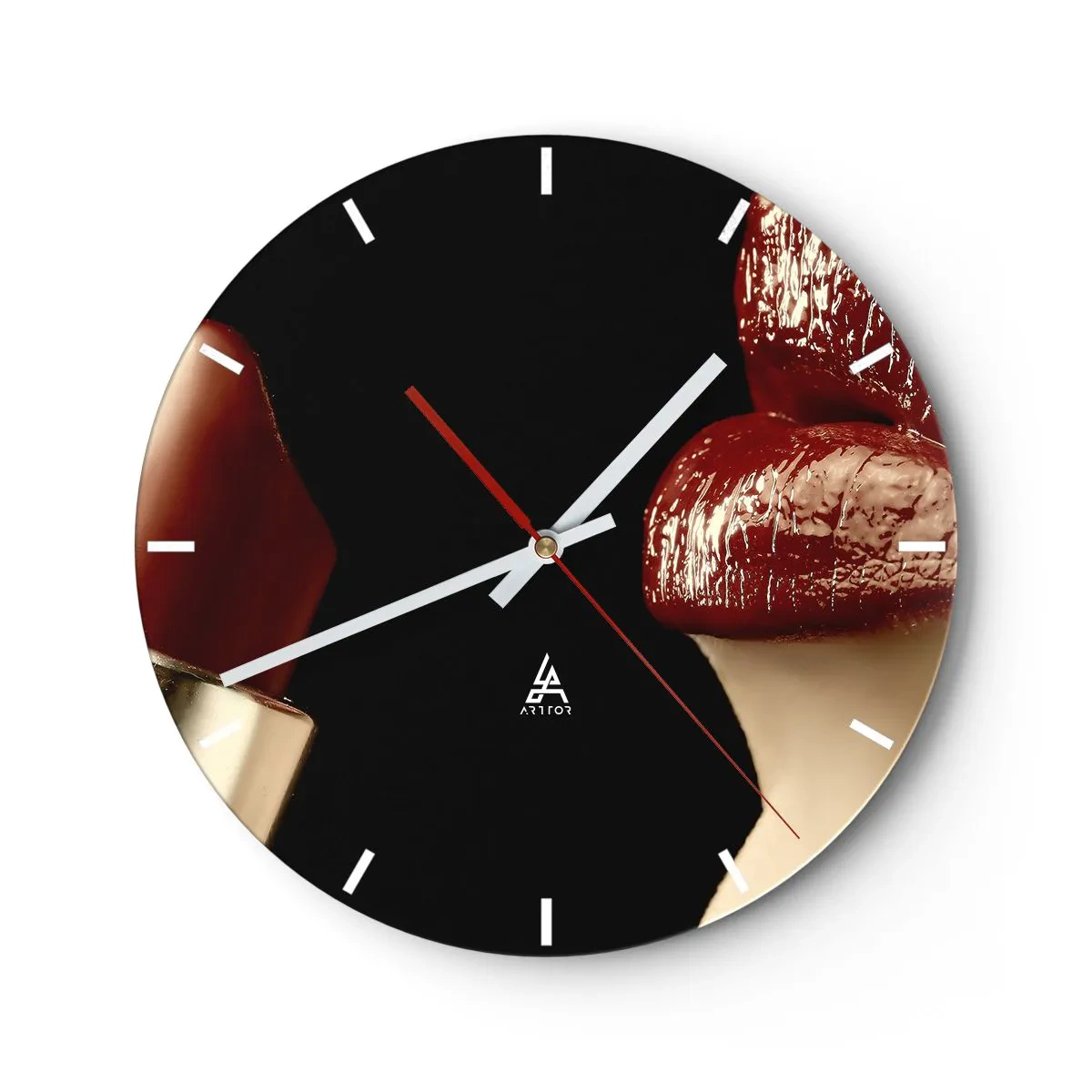 Wall clock - Clock on glass - Sensuality and Glow of Carmine - 40x40 cm