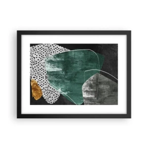 Poster in black frame - Colourful Abstract with a Golden Petal - 40x30 cm