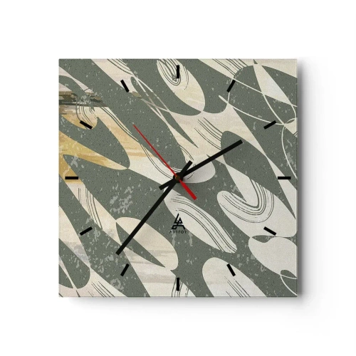 Wall clock - Clock on glass - Rhytmic Abstract - 40x40 cm