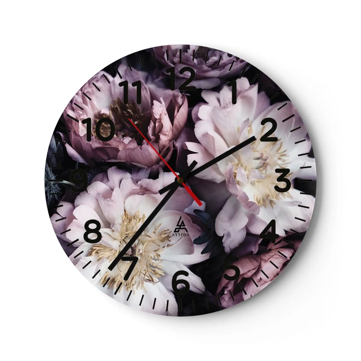 Wall clock - Clock on glass - Old Style Bouquet - 30x30 cm