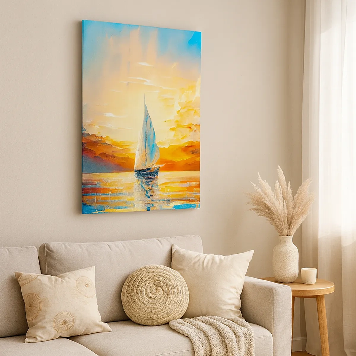 Canvas picture - Sailing in Gold - 50x70 cm
