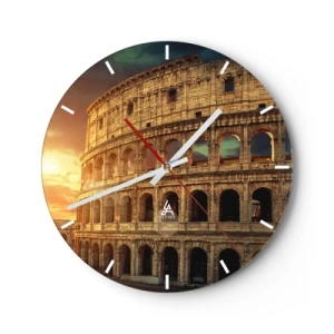 Wall clock - Clock on glass - The Colosseum in Rome at sunset - 30x30cm - Colossal Impression - Modern wall decoration for the living room, kitchen, and bedroom ARTTOR