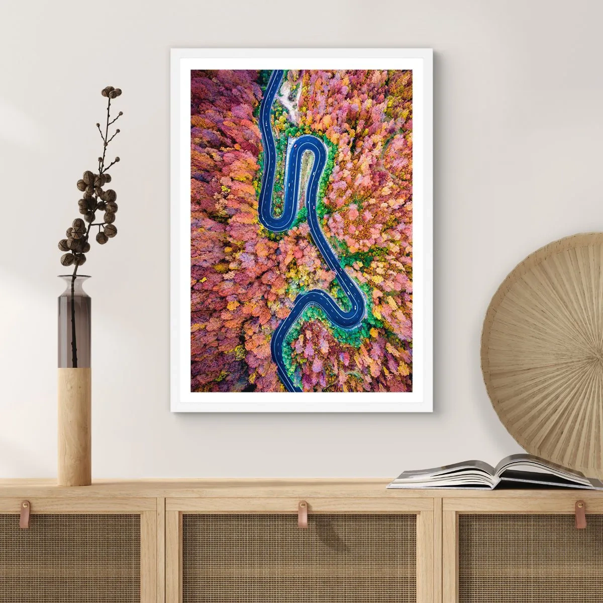 Poster in white frmae - Winding Path through a Forest - 30x40 cm