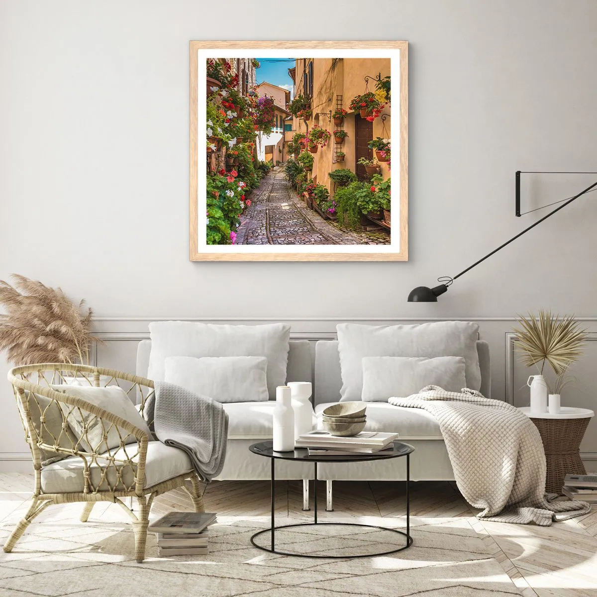 Poster in light oak frame - Italian Back Street - 30x30 cm