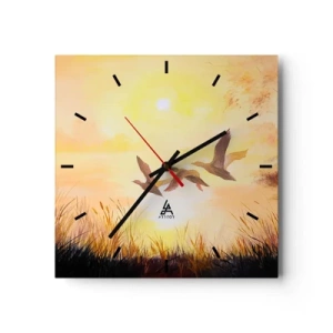 Wall clock - Clock on glass - Beginning of a Distant Journey - 40x40 cm
