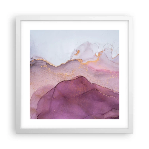Poster in white frmae - Waves of Violet and Purple - 40x40 cm