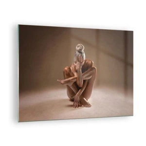 Glass picture - A sensual woman in an artistic pose against a shadow background. - 70x50cm - Unity of Body and Spirit - Modern wall decoration for the living room and bedroom ARTTOR