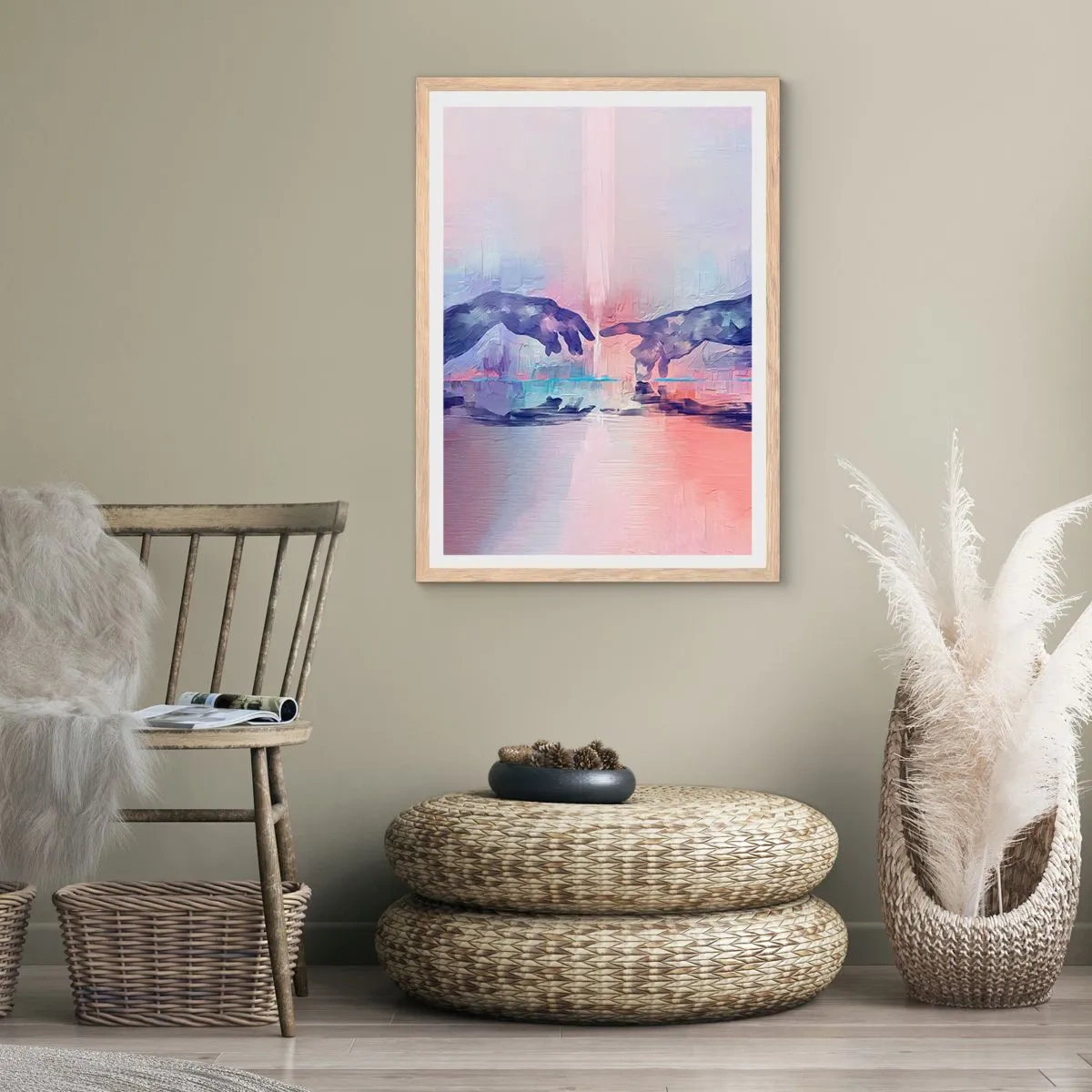 Poster in light oak frame - Godly Spark of Life - 70x100 cm
