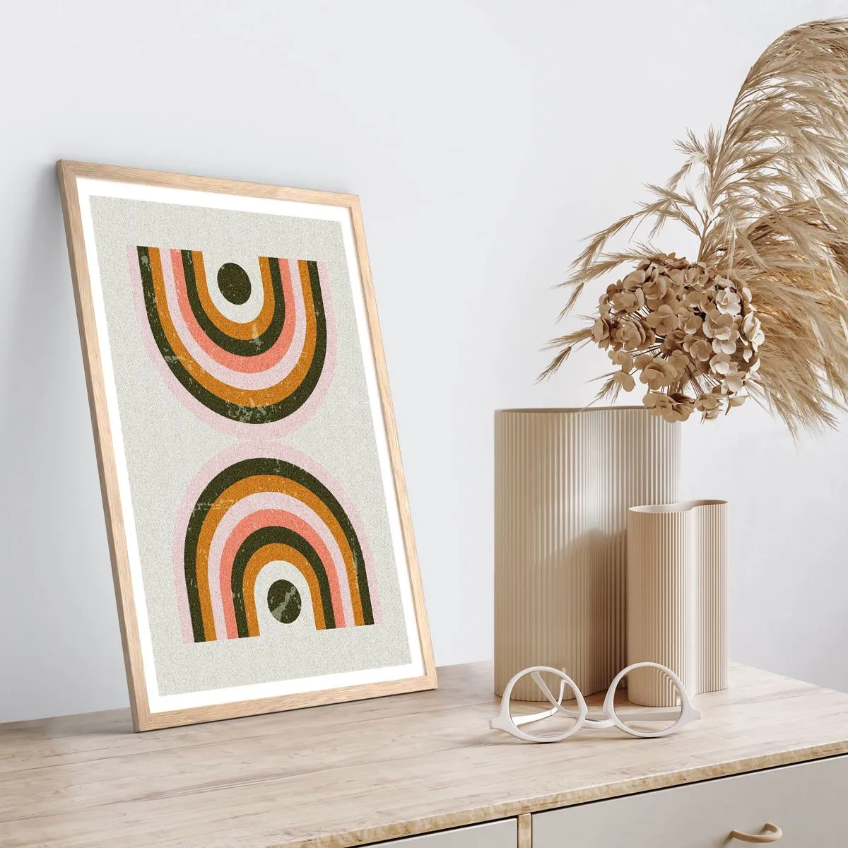 Poster in light oak frame - Twin Abstract - 70x100 cm