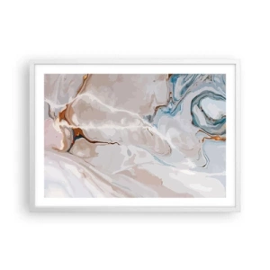 Poster in white frmae - Blue Meanders under White - 70x50 cm