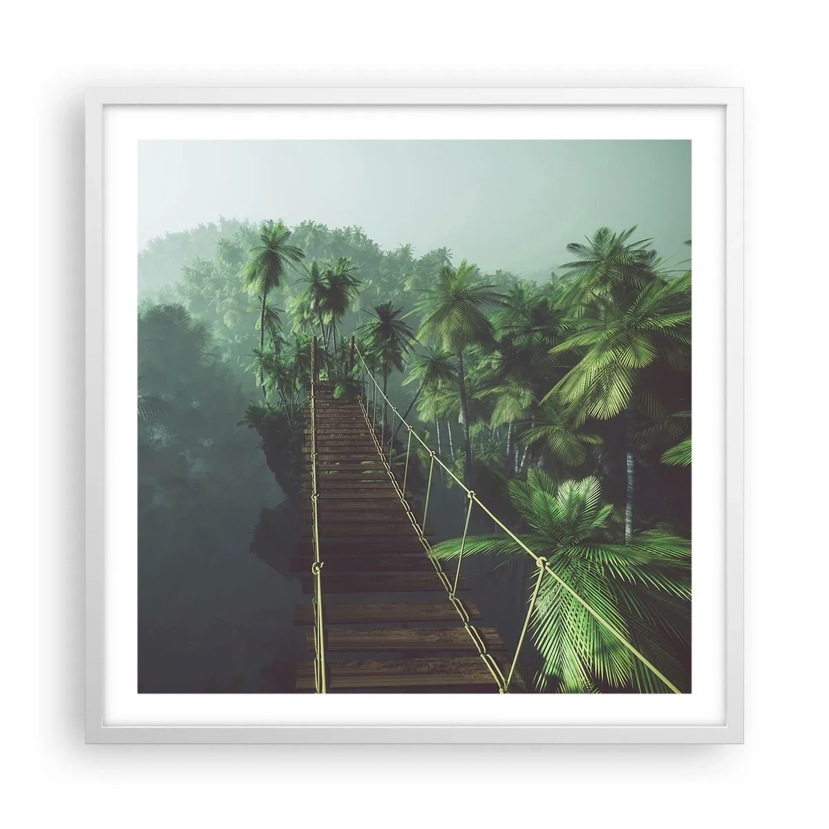 Poster in white frmae - Hanging Bridge in the Green - 60x60 cm