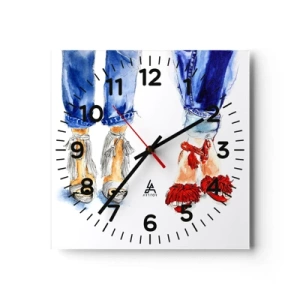 Wall clock - Clock on glass - Shall We Go for a Walk? - 30x30 cm