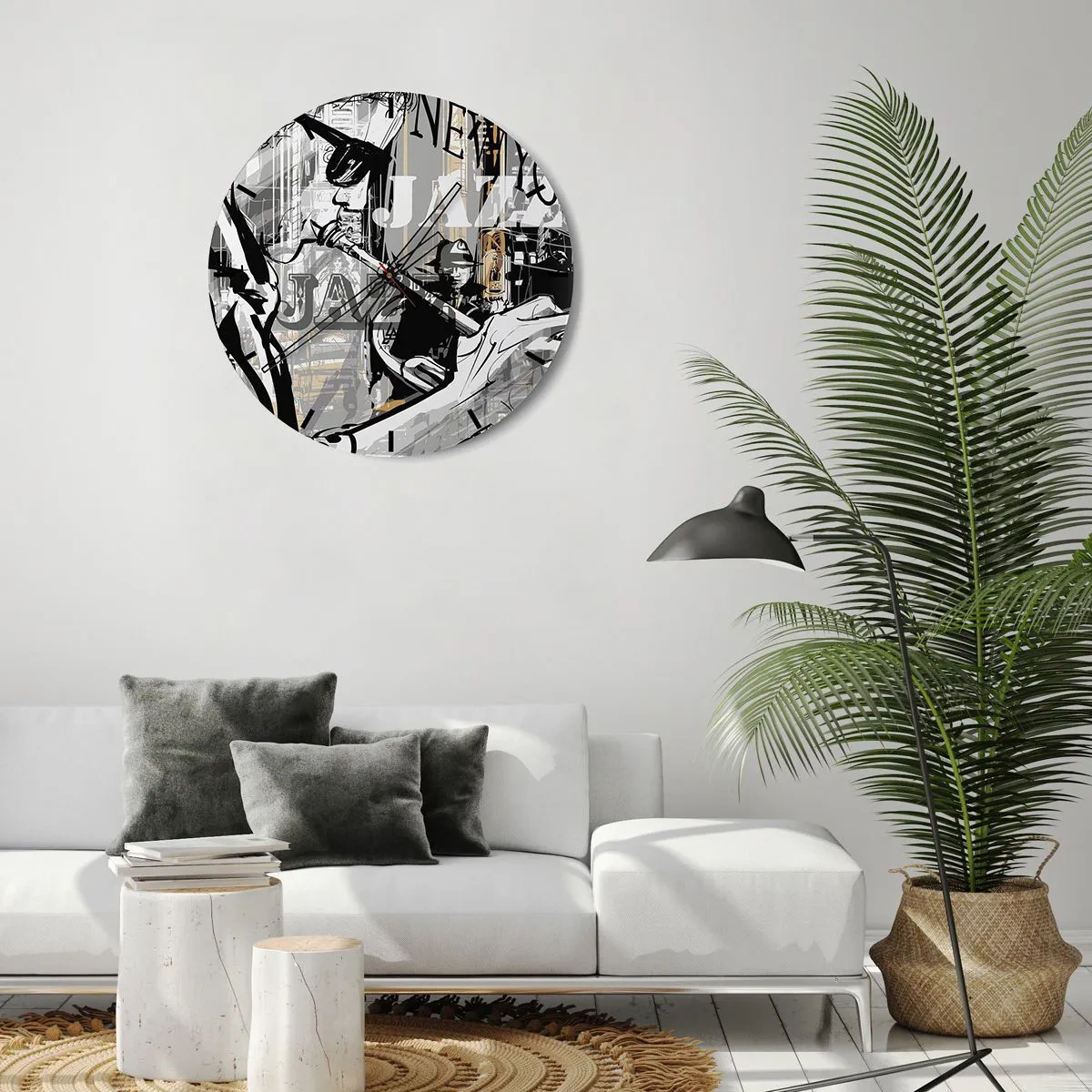 Wall clock - Clock on glass - In the Rhythm of New York - 30x30 cm