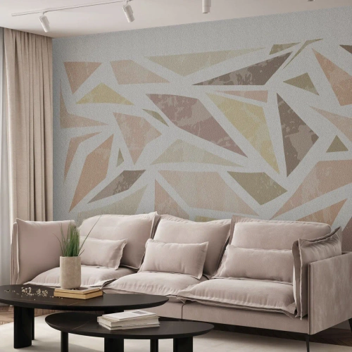 Custom Wallpaper Premium Canvas - Stained Glass Composition - Minimalism, Pastel, Boho