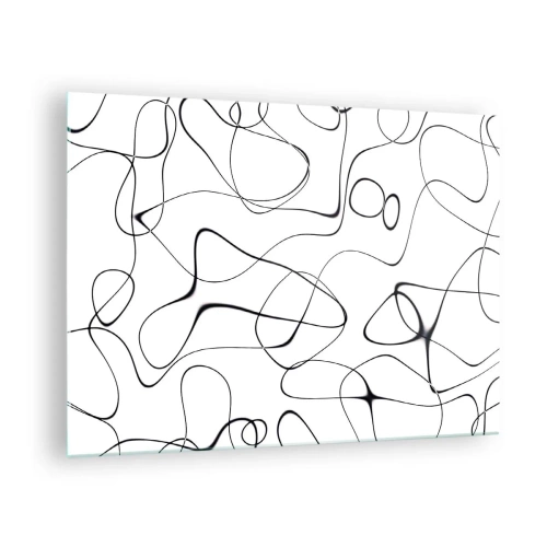 Glass picture - Abstract black lines on a white background - 70x50cm - Life Paths, Trails of Fortune - Modern wall decoration for the living room and bedroom ARTTOR
