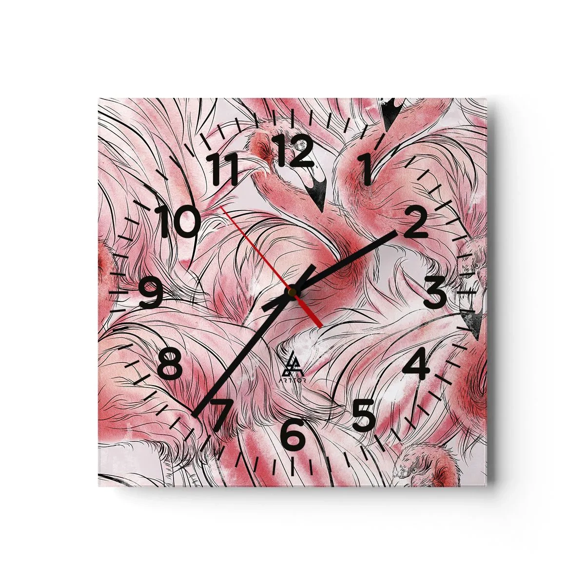 Wall clock - Clock on glass - Bird Corps de Ballet - 40x40 cm