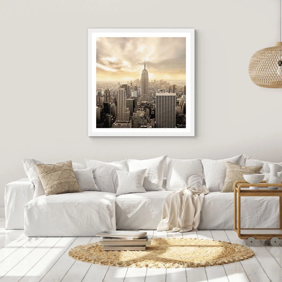 Poster in white frmae - New York Woven in Grey - 40x40 cm