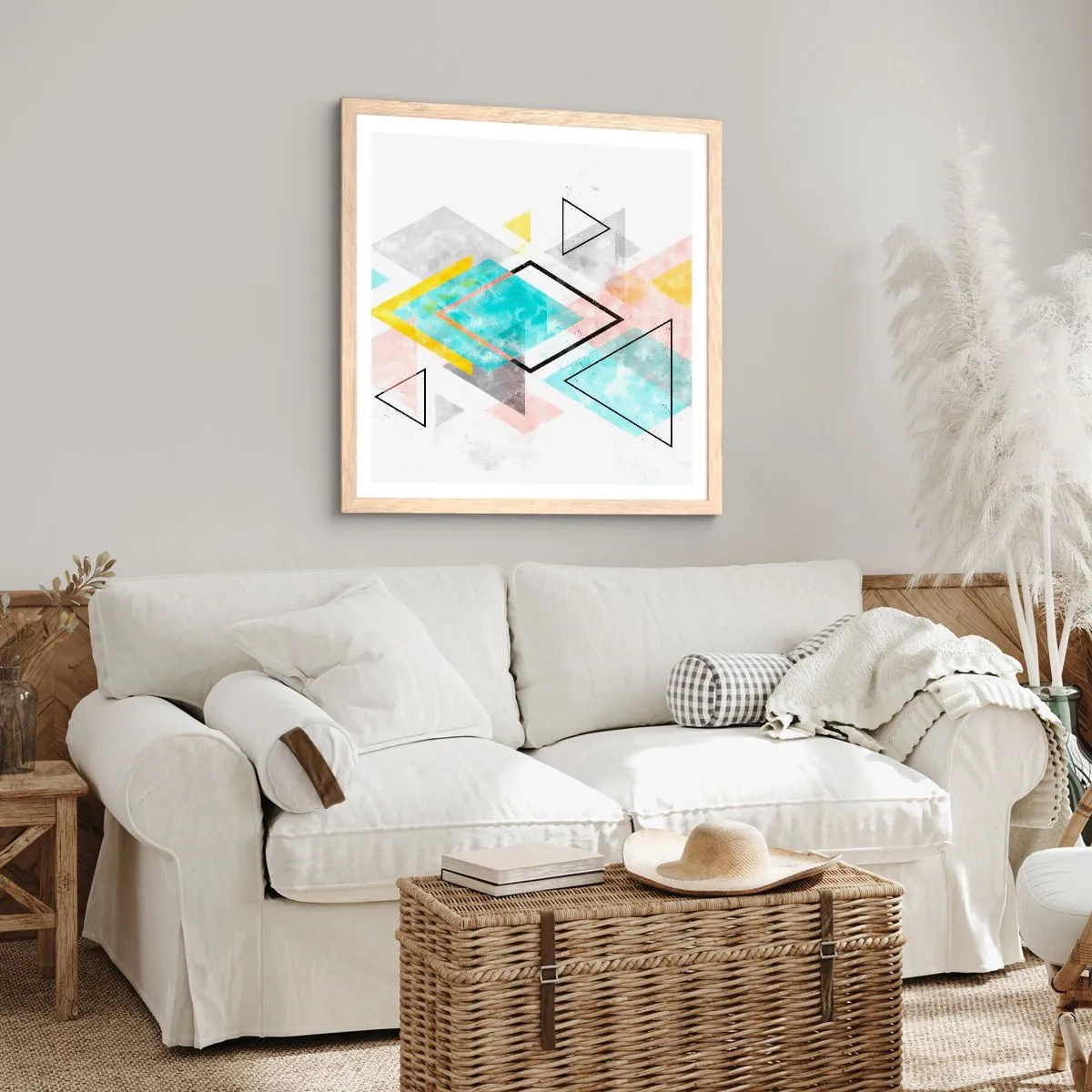 Poster in light oak frame - Geometric Play - 60x60 cm