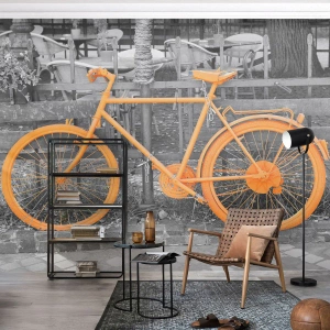 Photo Wallpaper Premium Sand - Go and I Will Wait - Vintage bike, City, Travels - 300x210 cm