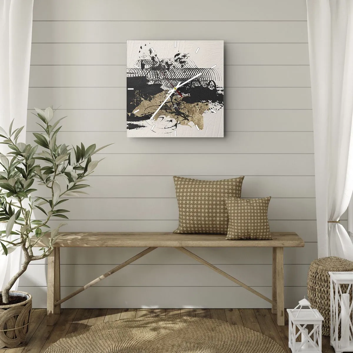 Wall clock - Clock on glass - Composition With Passion - 40x40 cm