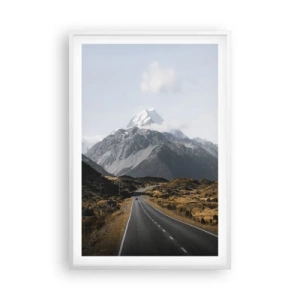 Poster in white frmae - Road to the Heart of the Mountains - 61x91 cm