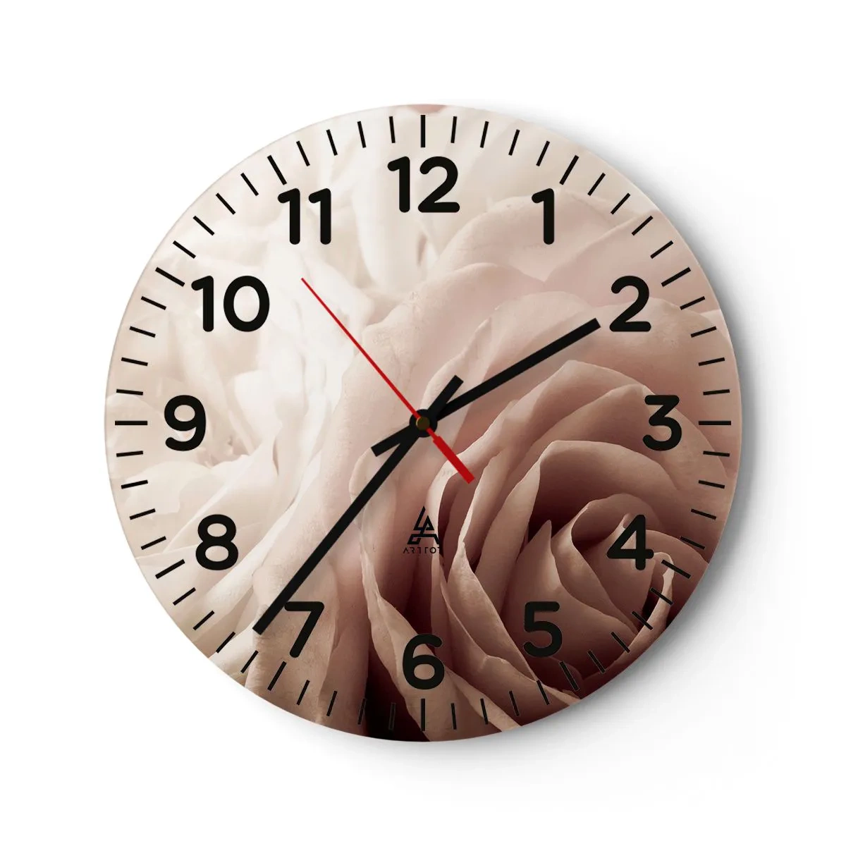 Wall clock - Clock on glass - In the Heart of a Rose - 40x40 cm