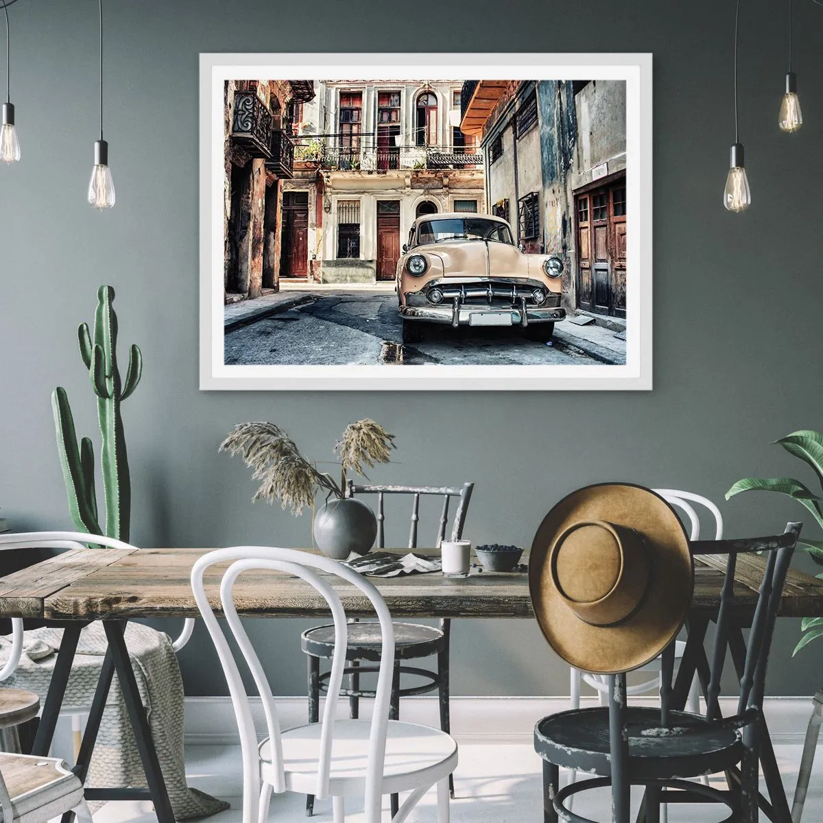 Poster in white frmae - Siesta in Havana - 70x50 cm