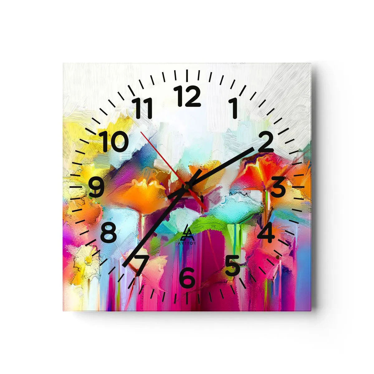 Wall clock - Clock on glass - Rainbow Has Bloomed - 40x40 cm