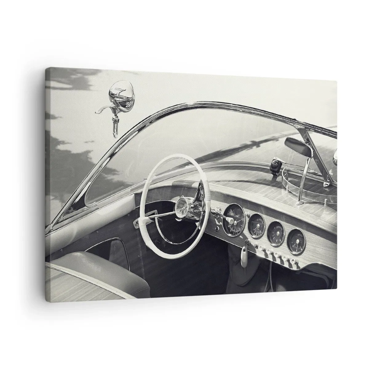 Canvas picture - Classic car interior in monochromatic style - 70x50cm - Weather for the Rich - Modern wall decoration for the living room and bedroom ARTTOR