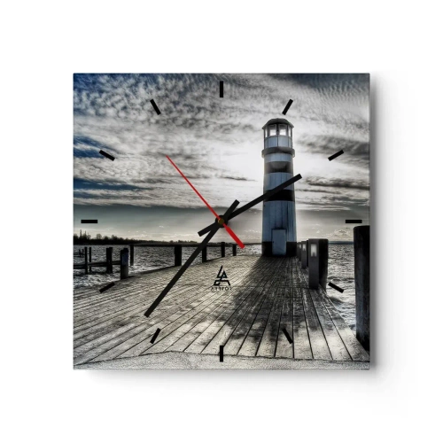 Wall clock - Clock on glass - Sailors, I am Waiting for You - 30x30 cm