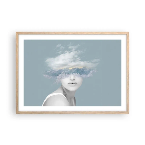 Poster in light oak frame - With the Head In the Clouds - 70x50 cm