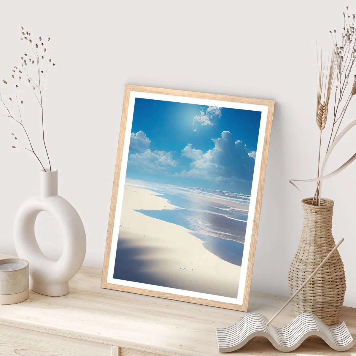 Poster in light oak frame - Paradise Holiday - 40x50 cm