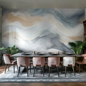 Photo Wallpaper Standard Eco - Snowy and Foggy Abstract - Piece, Watercolor, Minimalism - 200x140 cm