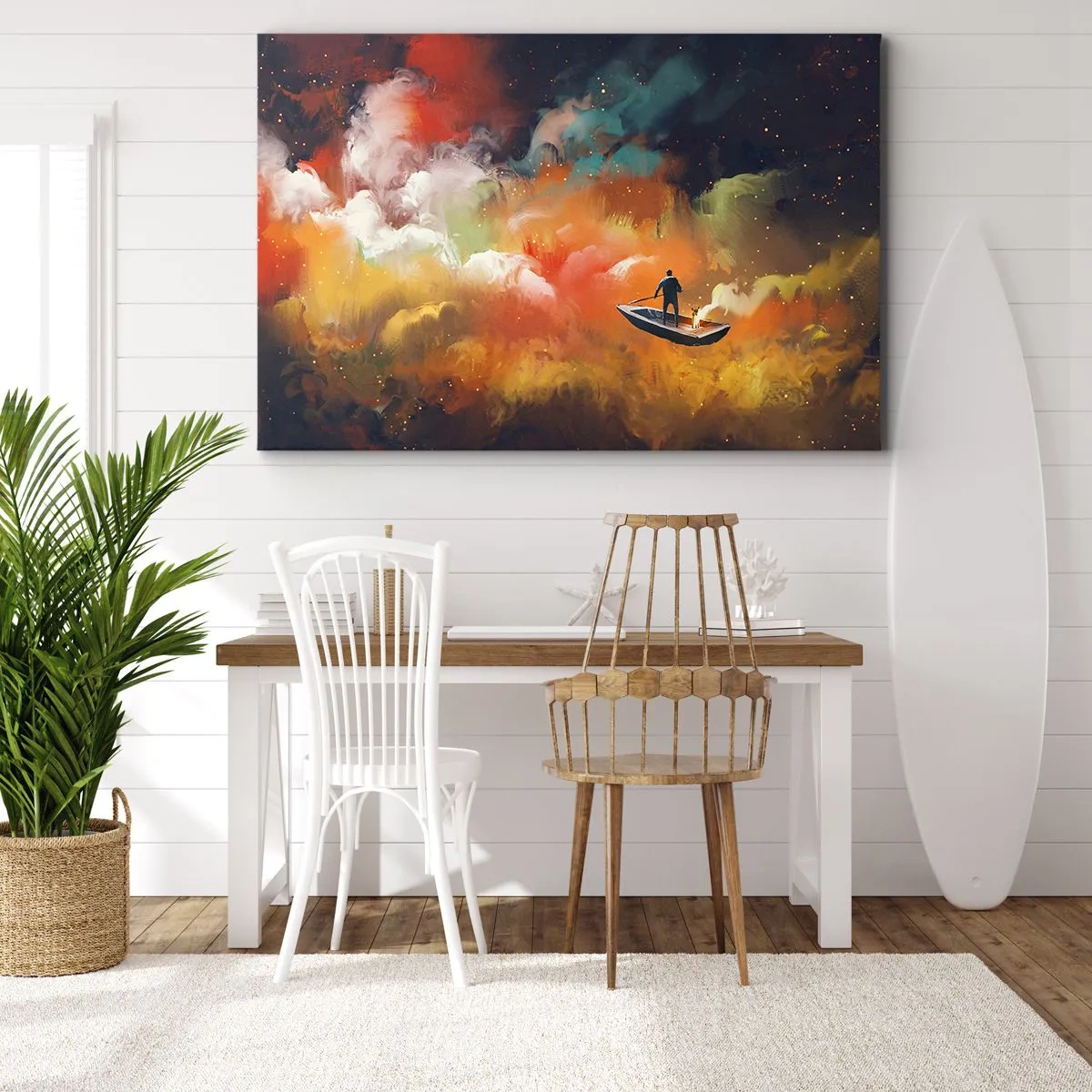 Canvas picture - Through the Galaxy in a Boat - 100x70 cm