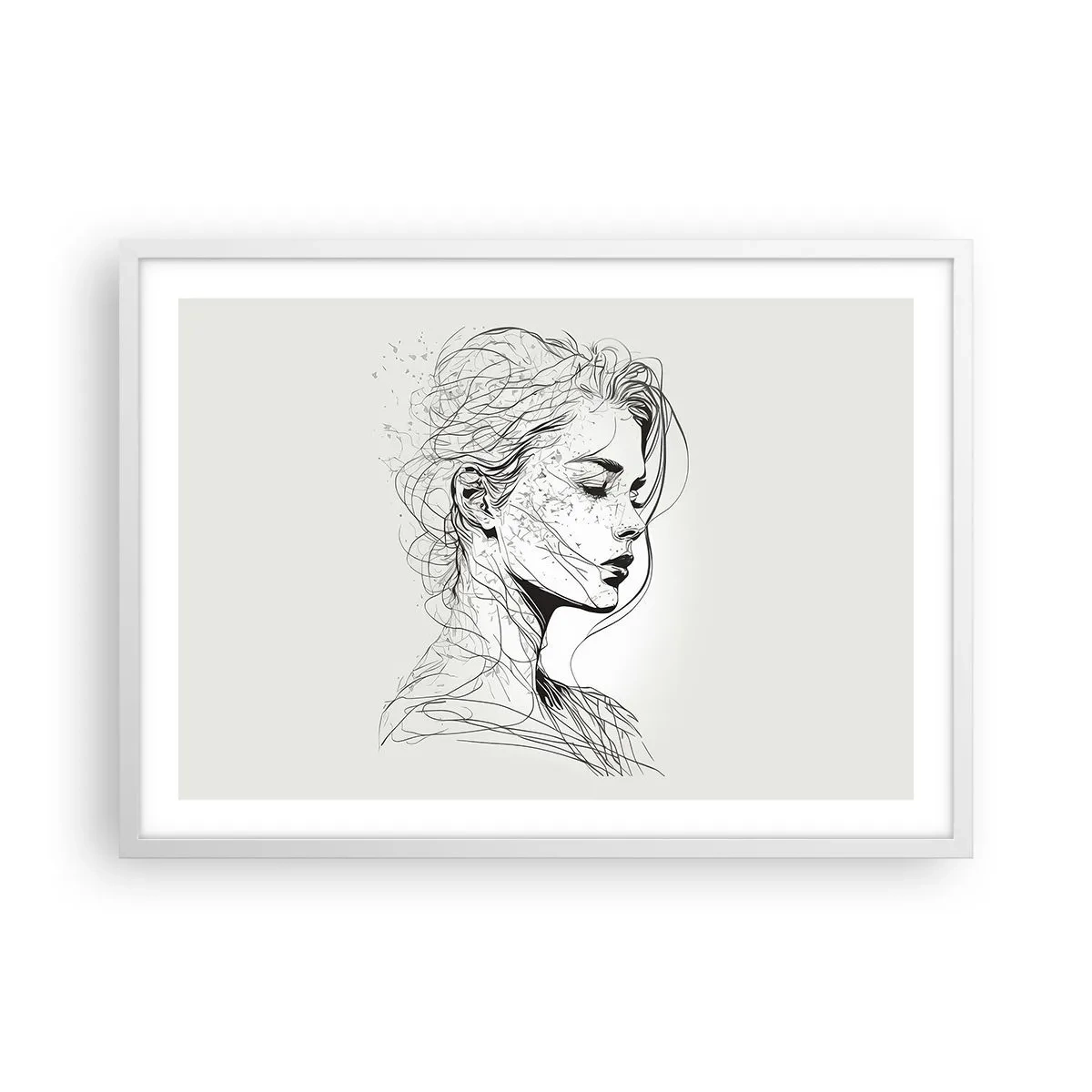 Poster in white frmae - Portrait in Thoughts - 70x50 cm