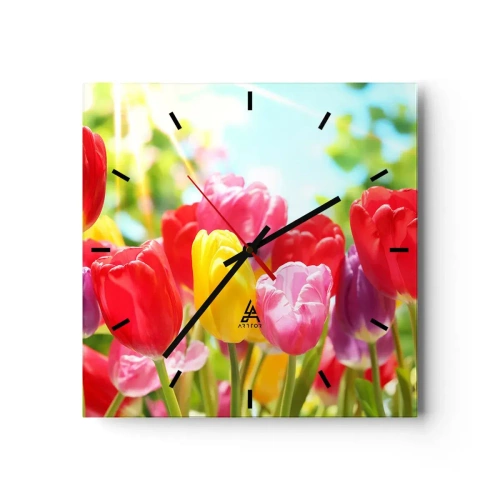 Wall clock - Clock on glass - It is Us, Colour of May! - 30x30 cm