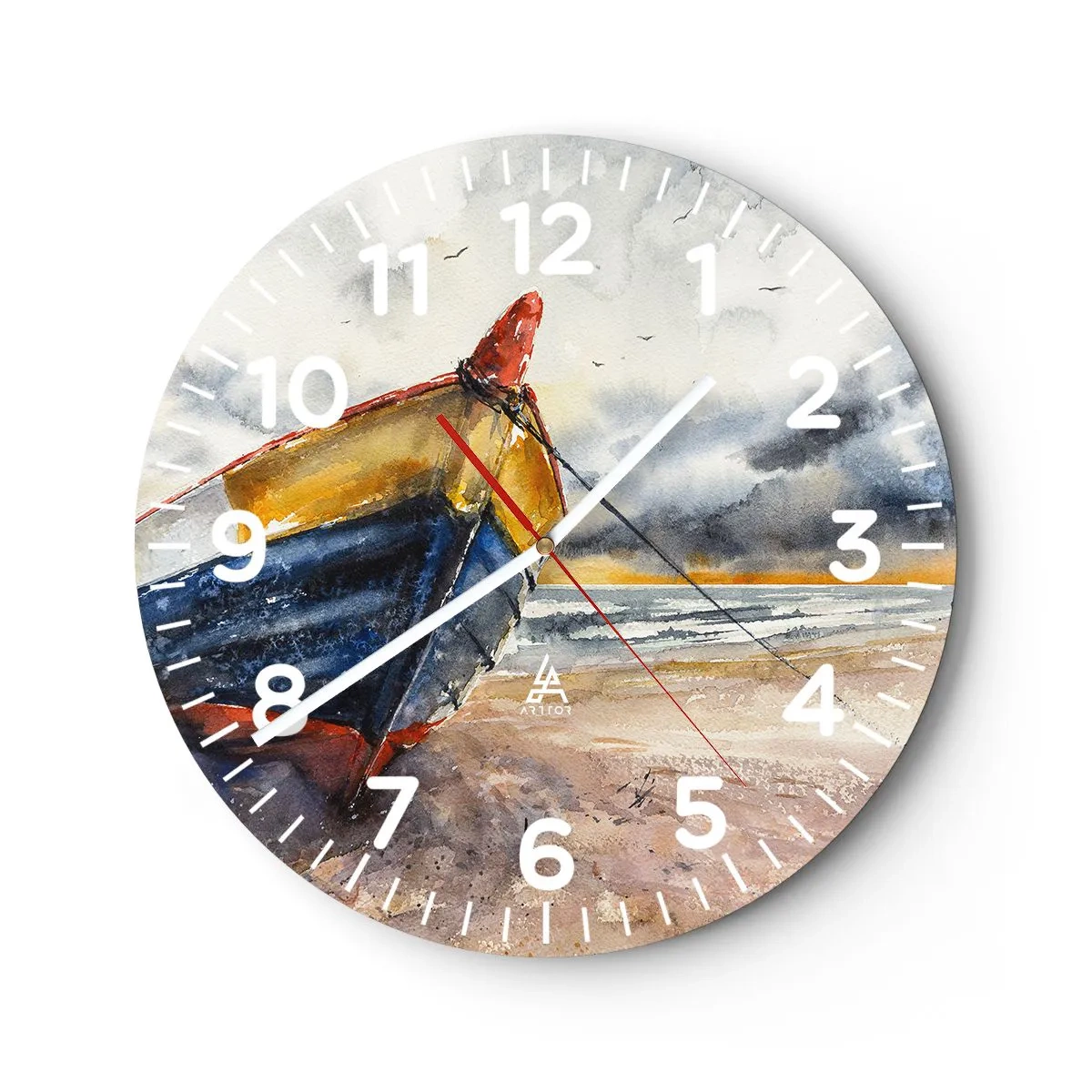 Wall clock - Clock on glass - Rest On the Shore - 40x40 cm