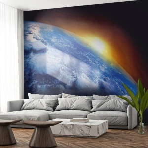 Photo Wallpaper Premium Sand - Sunrise by the Blue Planet - Abstraction, 3D, Cosmos - 250x175 cm